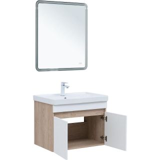 Тумба под раковину Aquanet Оптима 344801 80 см дуб светлый/белый сатин